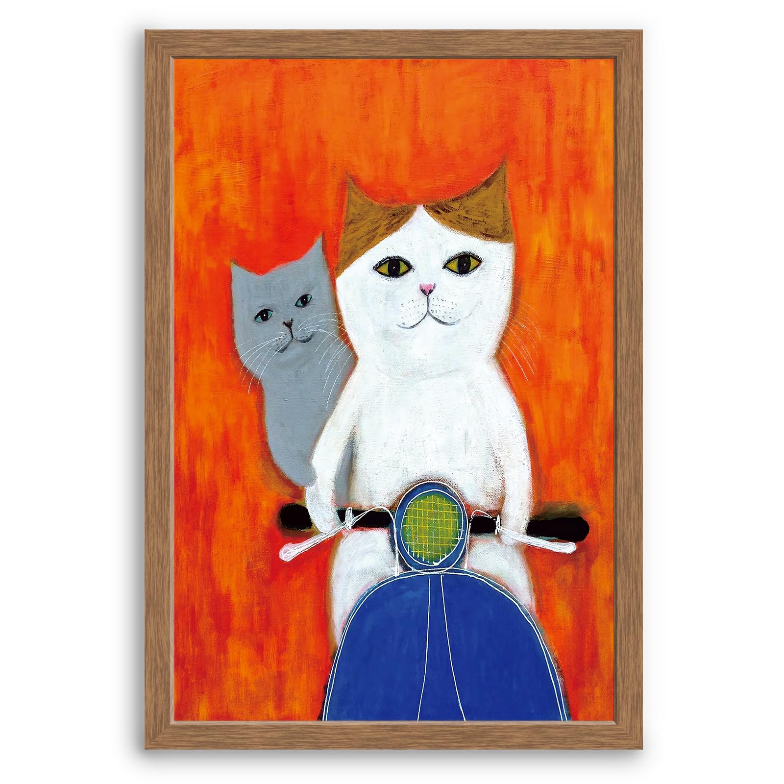 Amazon.co.jp: 木子誉絵画館 アートパネル ポスター バイクの猫たち